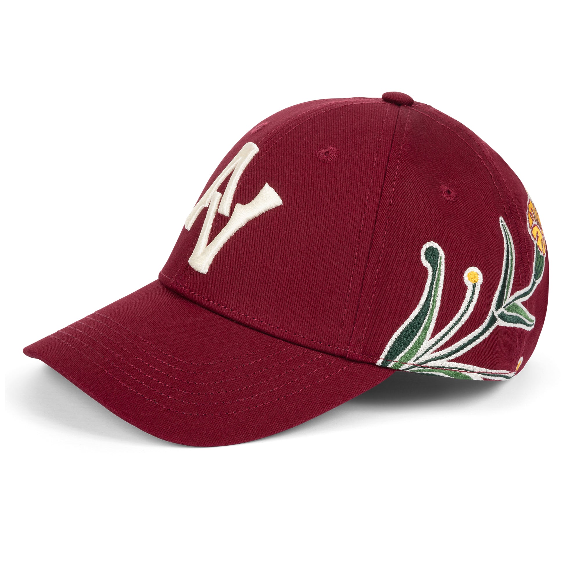 Embroidered baseball cap AV Flower Burgundy
