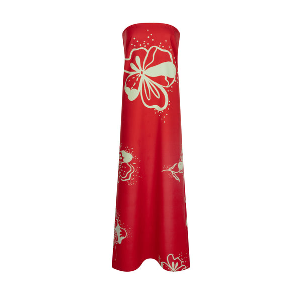 FLORA BUSTIER DRESS RED