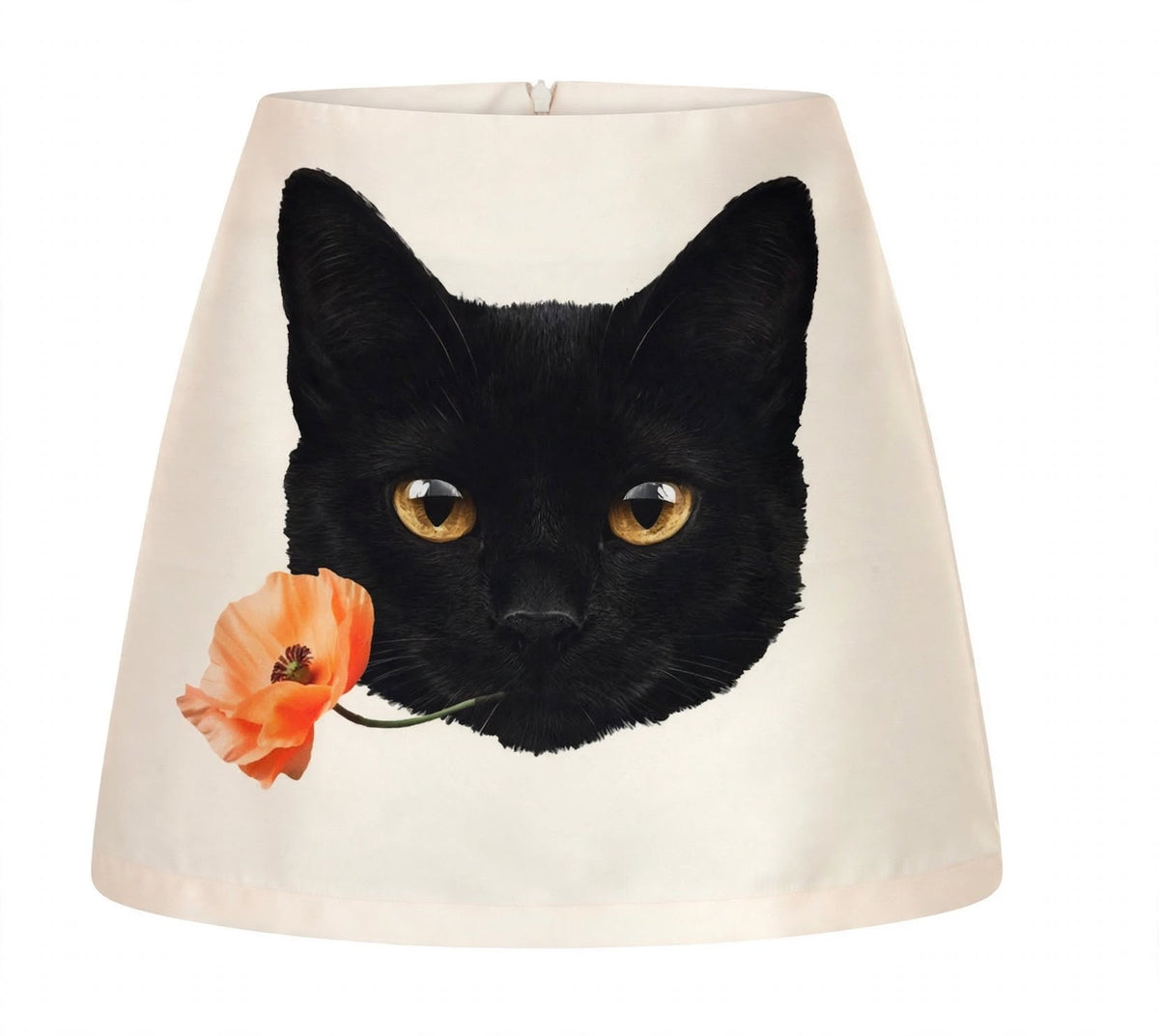 CATTY TAFTA MINISKIRT WHITE BLACK CAT