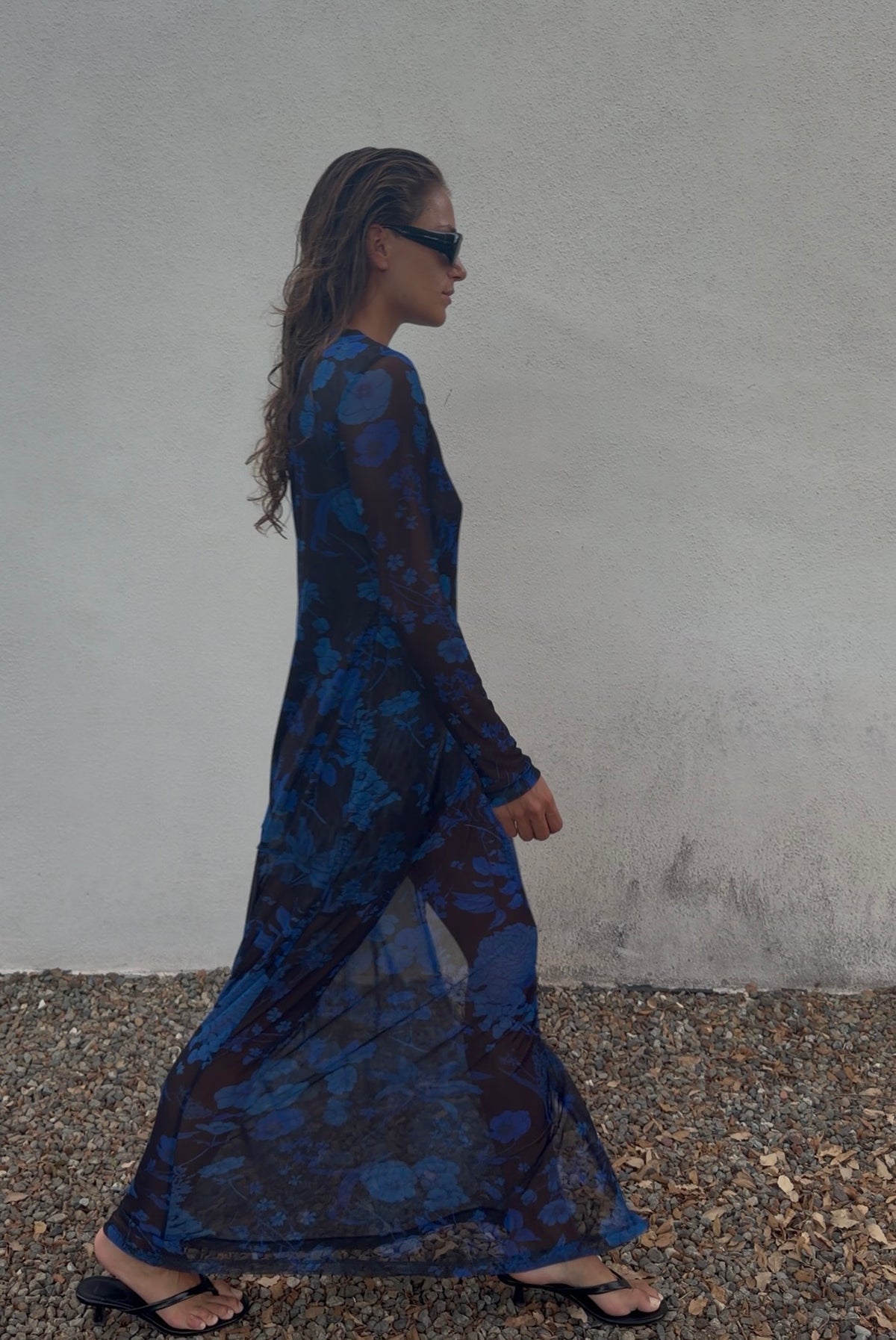 OLGA MESH DRESS BLUE