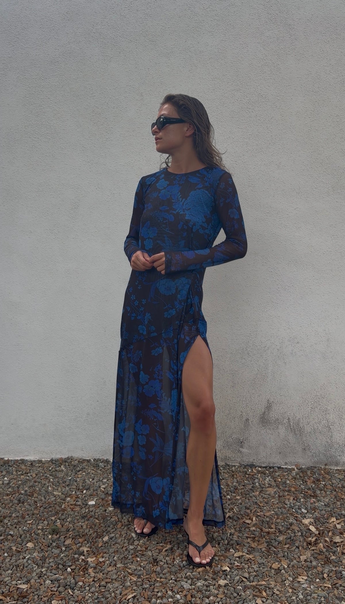 OLGA MESH DRESS BLUE