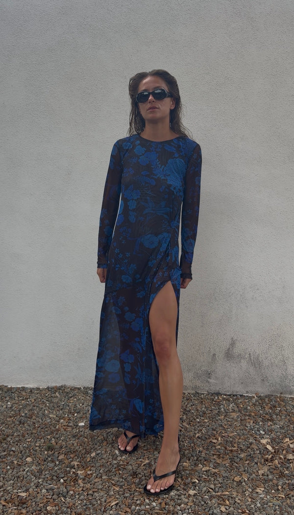 OLGA MESH DRESS BLUE